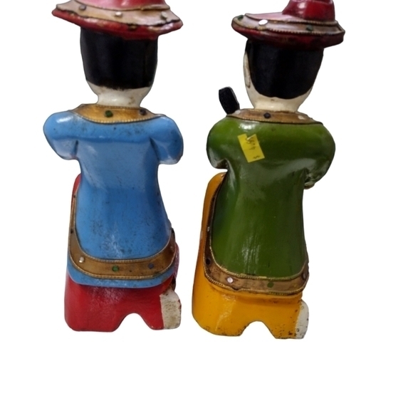 Pair Of Vintage Handmade Asian Wood Cultural Figurines - Picture 3 of 5